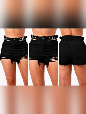 High waist buckle short